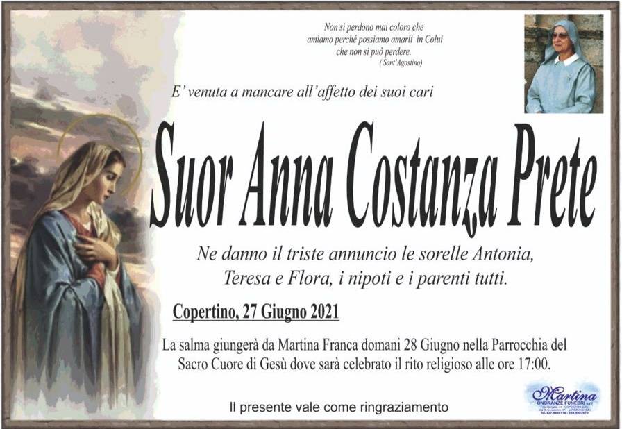 Suor Anna Costanza Prete