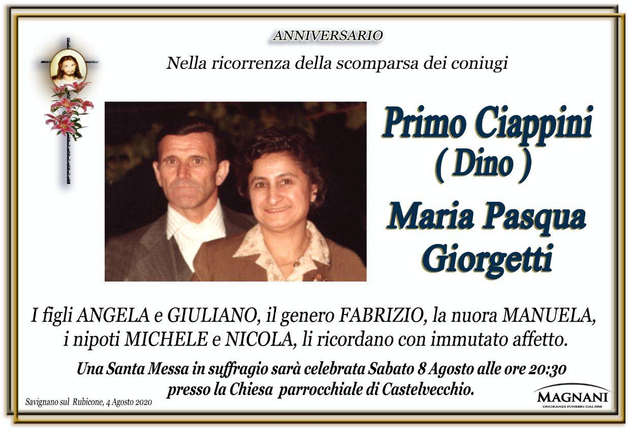 Coniugi Primo (Dino) Ciappini e Maria Pasqua Giorgetti