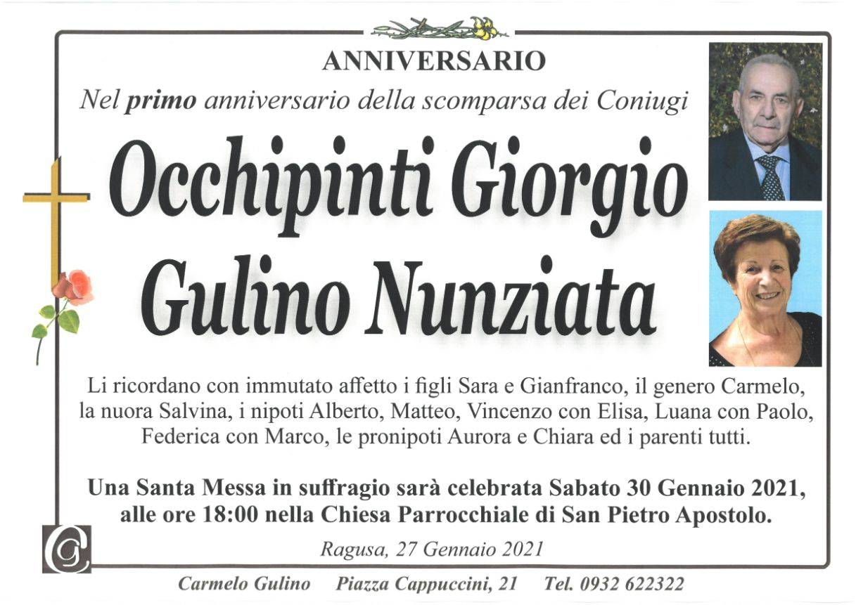 Coniugi Giorgio Occhipinti e Nunziata Gulino