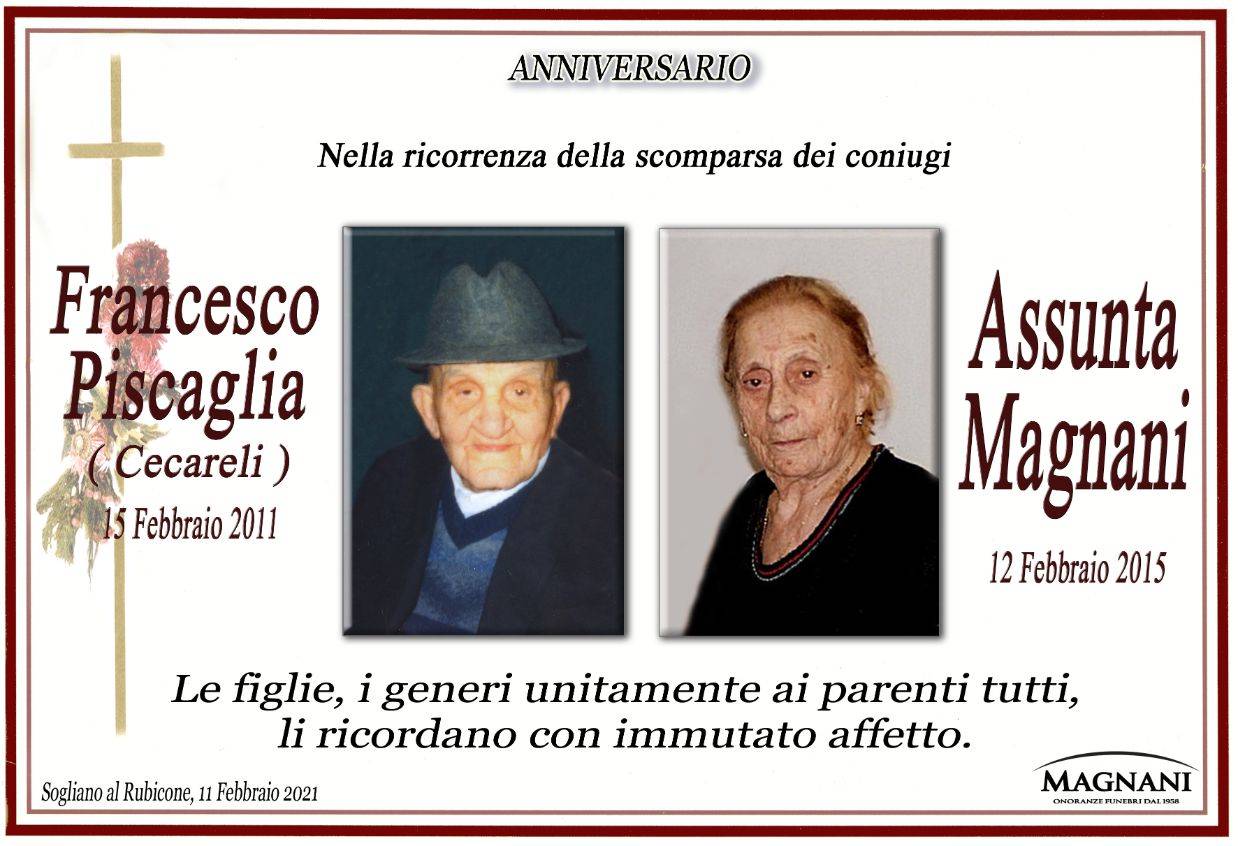 Coniugi Assunta Magnani e Francesco Piscaglia