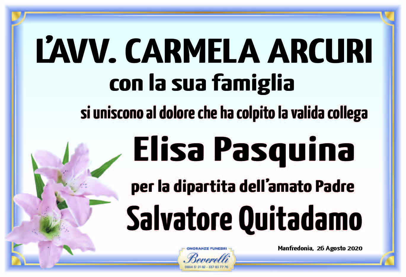 Avv. Carmela Arcuri e famiglia