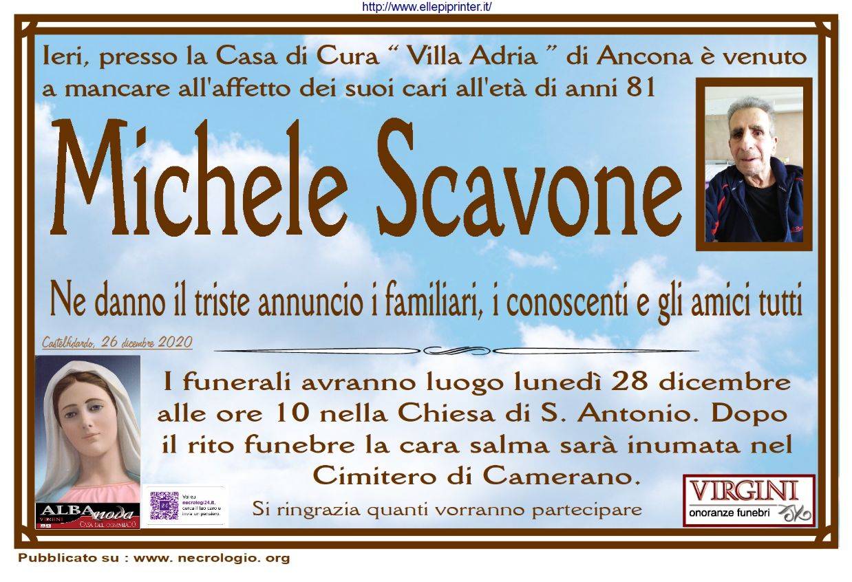 Funerali e annunci funebri a Camerano Michele Scavone Funer24