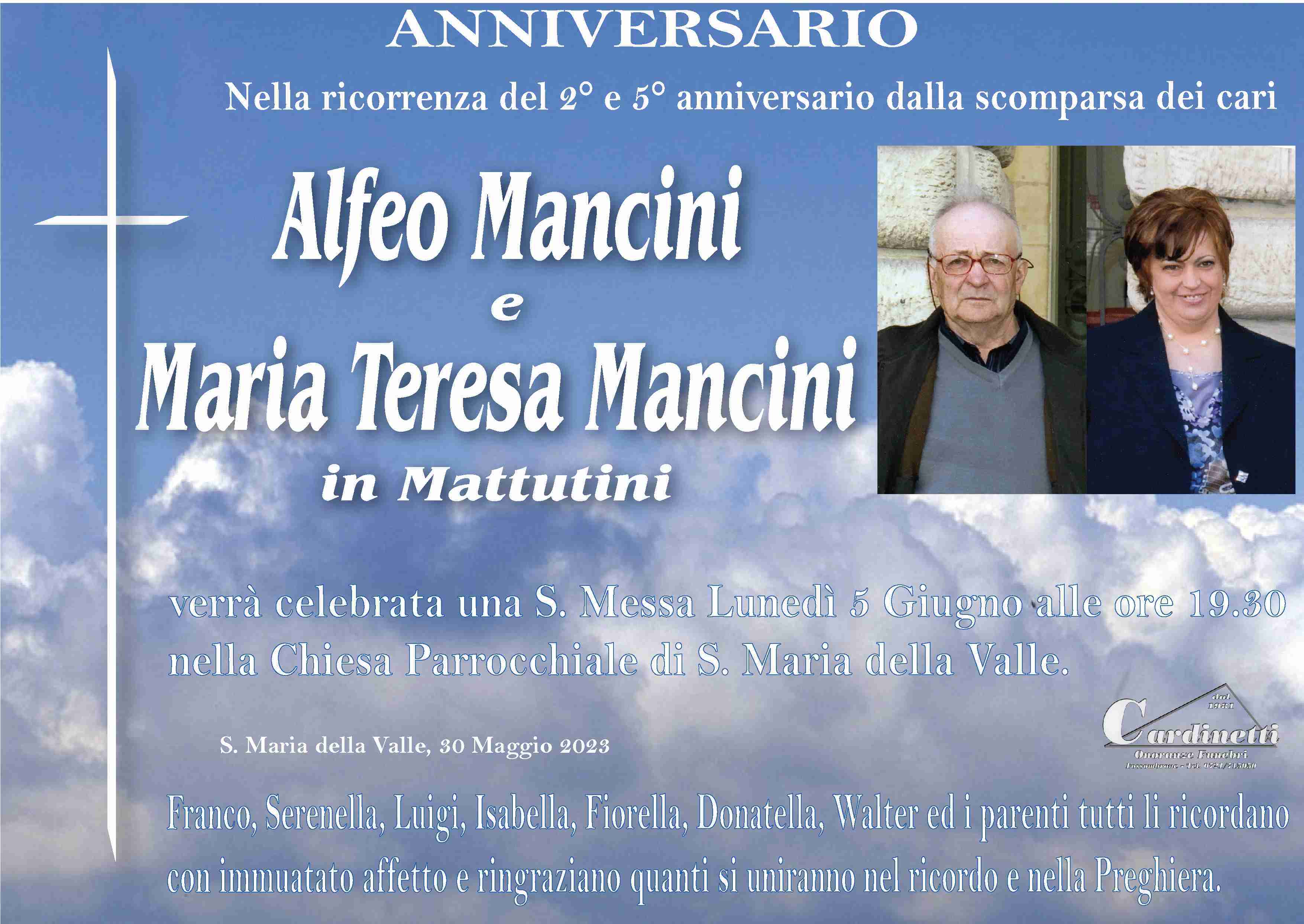 Alfeo Mancini e Maria Teresa Mancini