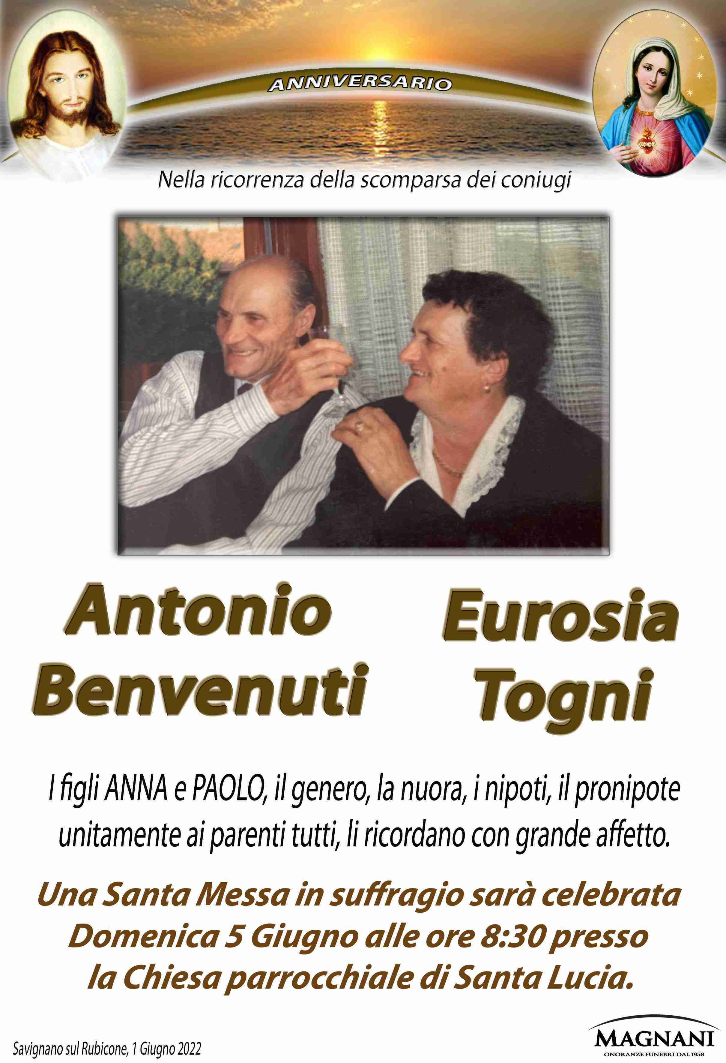 Antonio Benvenuti ed Eurosia Togni