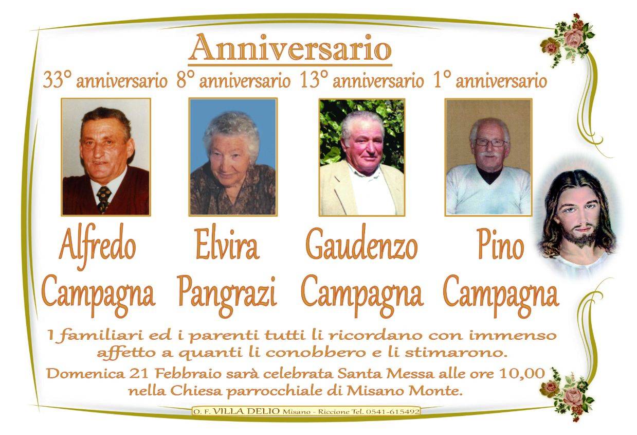 Alfredo Campagna, Elvira Pangrazi, Gaudenzo Campagna, Pino Campagna