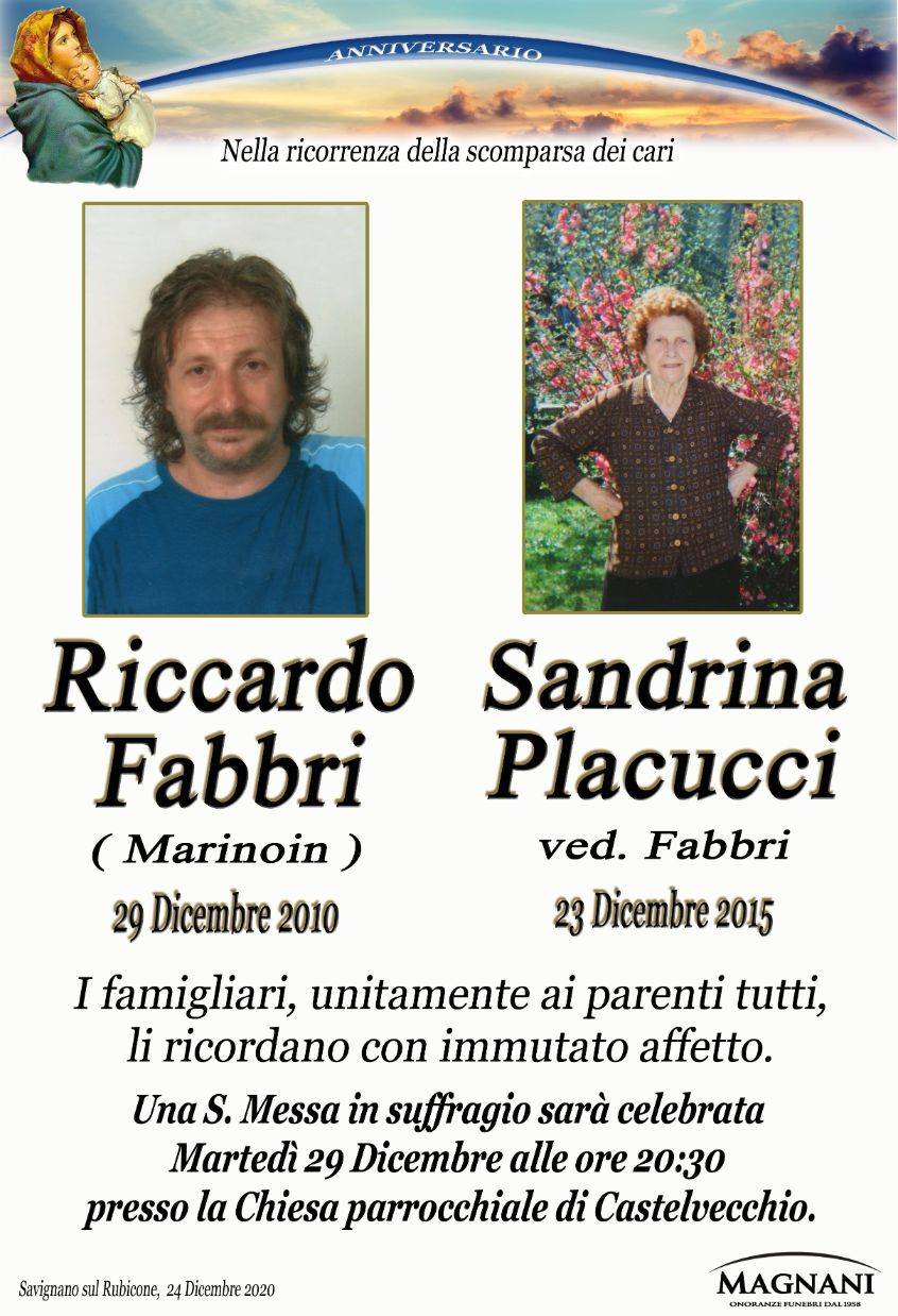 Coniugi Riccardo Fabbri e Sandrina Placucci