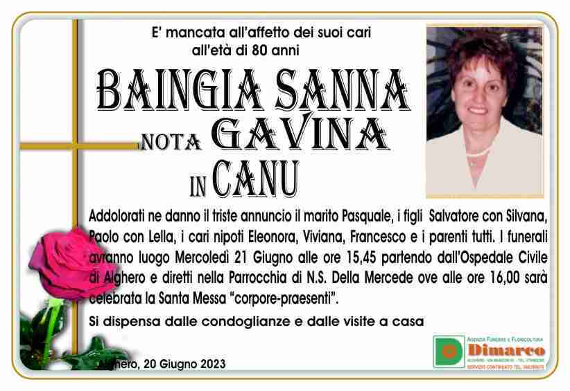 Baingia Sanna nota Gavina  in Canu
