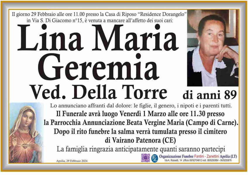 Funerali E Annunci Funebri A Aprilia | Lina Maria Geremia - Funer24