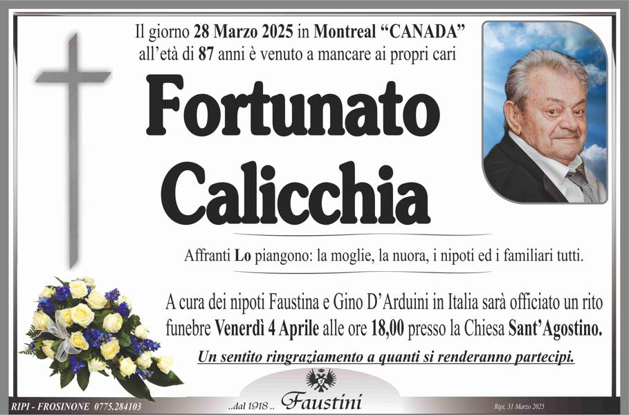 Funerali e annunci funebri a | Fortunato Calicchia - Funer24