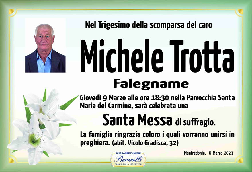 Funerali e annunci funebri a Manfredonia Michele Trotta Funer24