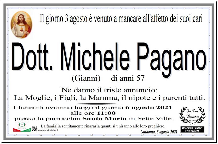 Funerali e annunci funebri a Guidonia Montecelio Michele Pagano