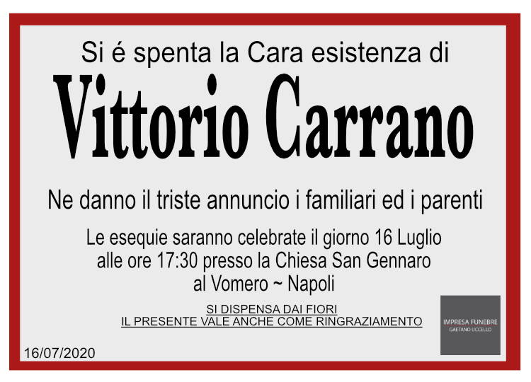 Funerali e annunci funebri a Napoli Vittorio Carrano Funer24