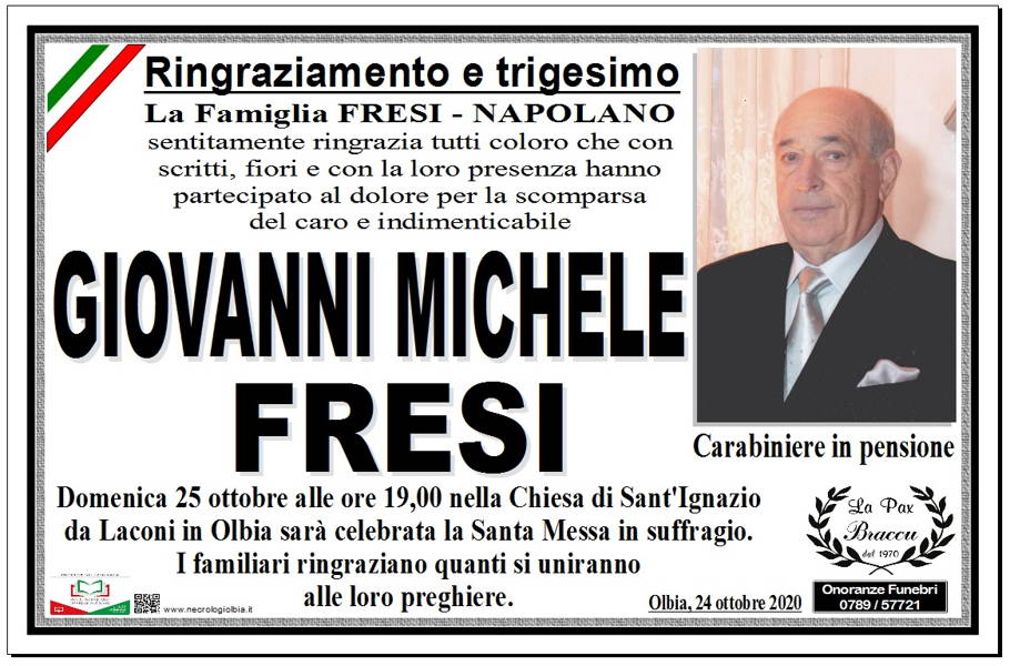 Funerali e annunci funebri a Olbia Giovanni Michele Fresi Funer24